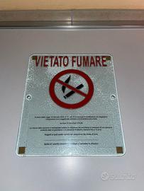 VIETATO FUMARE INSEGNA IN VETRO TEMPERATO