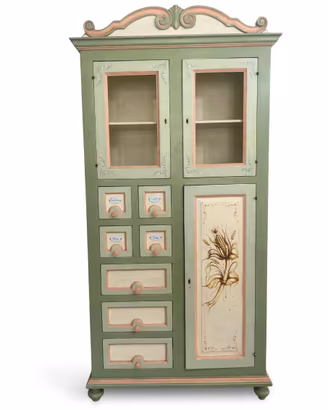 Dispensa Tirolese Vintage Dipinta a Mano - Verde S