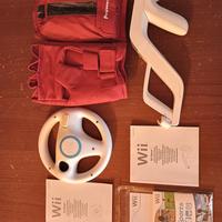 Wii Zapper+Wii Wheel+Wii Sports+Guantoni da gioco 