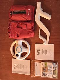 Wii Zapper+Wii Wheel+Wii Sports+Guantoni da gioco 
