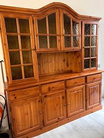 Credenza 4 ante in legno con vetrinette