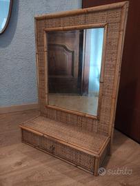 Specchio vintage in rattan