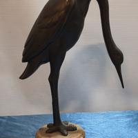 Statua Scultura Antica Gru Airone In Ottone o Bron