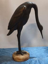 Statua Scultura Antica Gru Airone In Ottone o Bron
