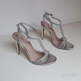 ALDO sandali con tacco argento con strass n. 38/39