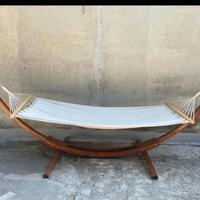 Amaca con supporto in legno-Raffinato per esterni