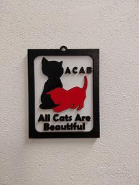 Quadretto 3D in legno Acab Cats