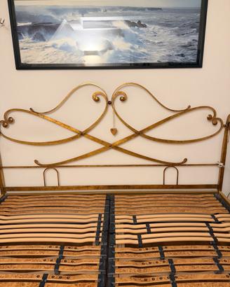 Letto Cantori matrimoniale foglia oro