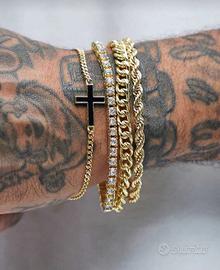 Set con 4 Bracciali - Catena, Tennis e Croce