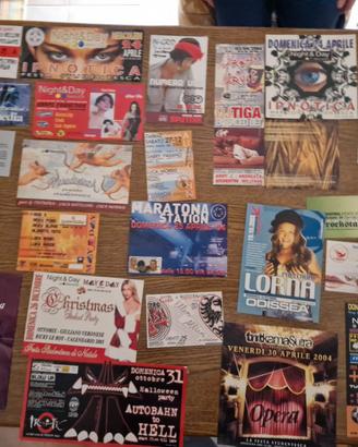Flyer serate disco anni 90-2000 con manifesti