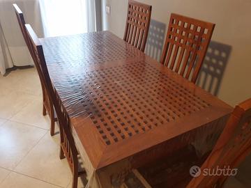 tavolo e sedie in teak da giardino 