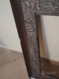 cornice antica legno e intarsi ottone da restaurar