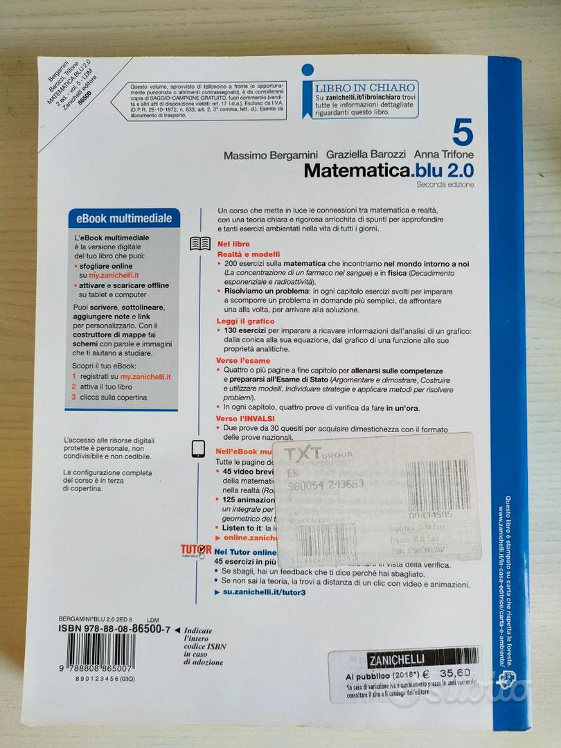 Matematica.Blu 2.0 ῾4 con tutor᾿ • 3ª ediz. ˗+ ebook di Massimo Bergamini,  Graziella Barozzi, Anna Trifone - 9788808647245 - Zanichelli  Scolastica