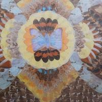 Vassoio etnico in legno con ali di farfalle