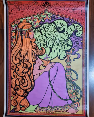 Poster originale 1967 - C. Keelan - "Hookah Love"