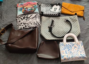 Lotto 8 borse e pochette donna vari marchi

