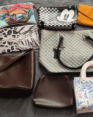 Lotto 8 borse e pochette donna vari marchi

