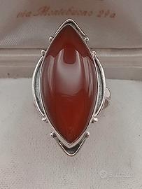 anello vintage argento 925 edoardiano corniola dec