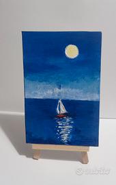 piccolo dipinto tema mare su cavalletto