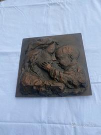 Quadro Scultura Bassorilievo in Bronzo Maternità