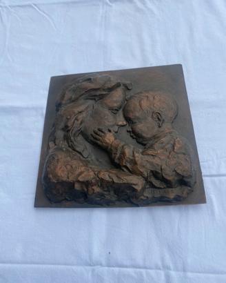 Quadro Scultura Bassorilievo in Bronzo Maternità