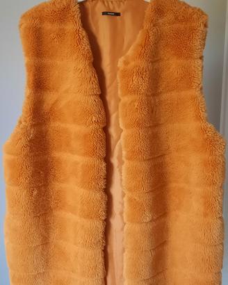 gilet arancione ecopelliccia