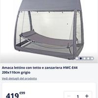 Amaca lettino con tetto e zanzaniera