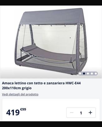 Amaca lettino con tetto e zanzaniera