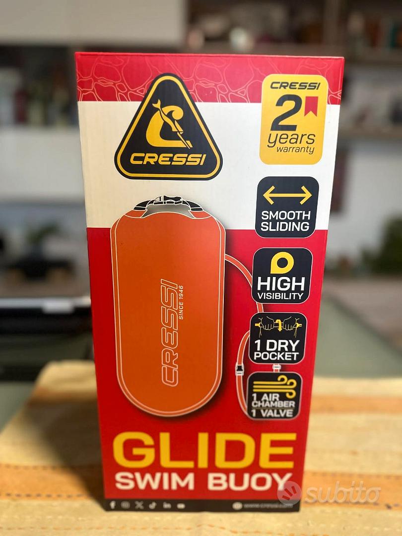 Cressi Glide Pro Swim Buoy 28L Yellow - Bouée Jaune de Signalisation, Gonflable, Haute Visibilité et Pratique, pour Les Nageurs, Plongeurs et Triathlètes Lors d'Activités en Mer ou en Eaux Libres