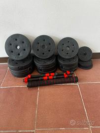 Dischi da 2,5/2/1,5/1kg con bilancere e manubri