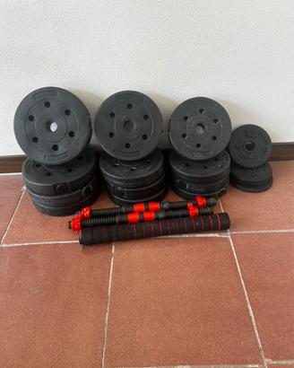 Dischi da 2,5/2/1,5/1kg con bilancere e manubri