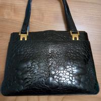 borsa nera in vero coccodrillo 