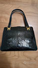 borsa nera in vero coccodrillo 
