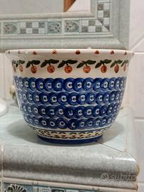 Portavaso, cache pot in ceramica decorata a mano