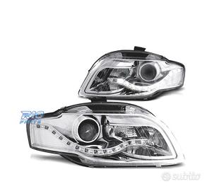 FARI AUDI A4 B7 04-07 LUCE DIURNA FONDO CROMATO