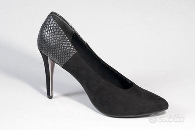 scarpe decolletè velluto nero e argento n 37