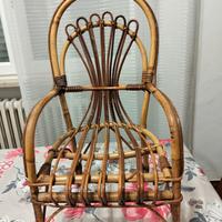 poltrona in vimini/bambù x bambini vintage 