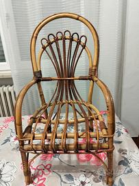 poltrona in vimini/bambù x bambini vintage 