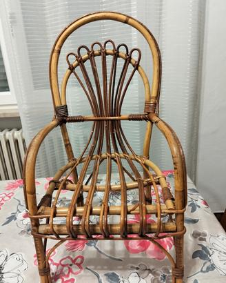 poltrona in vimini/bambù x bambini vintage 