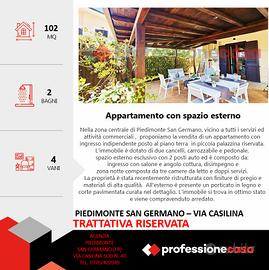 Appartamento con 3 camere, 2 bagni+spazio esterno