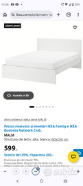 Letto matrimoniale IKEA MALM bianco 160x200 cm