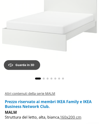 Letto matrimoniale IKEA MALM bianco 160x200 cm