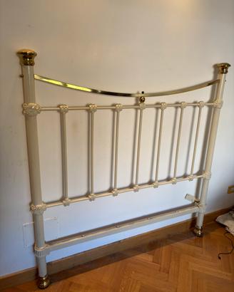 Testiera letto in ferro battuto e ottone vintage