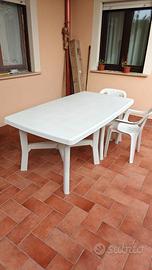 Tavolo da giardino bianco allungabile con 4 sedie