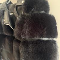 Giacca biker nera ecopelliccia/ecopelle corta