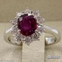 ANELLO ORO 18kt. DIAMANTI NATURALI E RUBINO SIAM