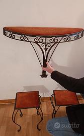 Consolle e sgabelli in ferro battuto anni 70