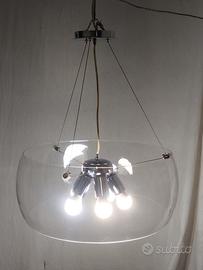 lampadario anni 80 vetro soffiato e metallo 