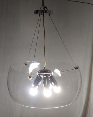 lampadario anni 80 vetro soffiato e metallo 