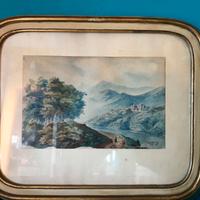 Coppia acquerelli paesaggi montani, anni ’6o